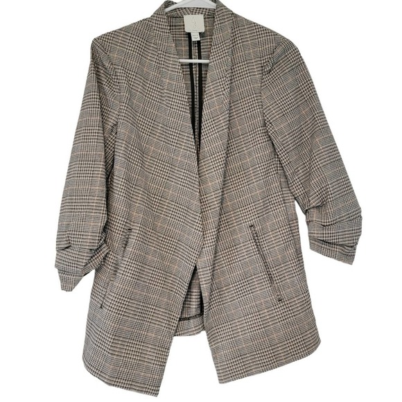 JOIE Plaid Grey Metallic Open Front Blazer - Size XS - Picture 9 of 9